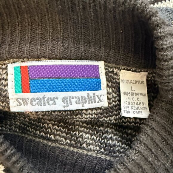 Vintage Geometric Eclectic Grandpa Sweater Pullover Men's Large 90s Retro Comfy - Picture 11 of 12